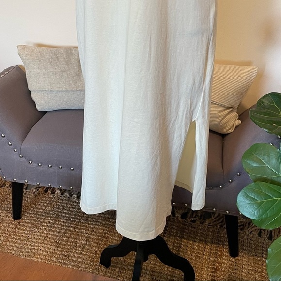 & Other Stories Tank Midi Dress Beige Slits 100% Cotton Sz Small - Picture 4 of 8